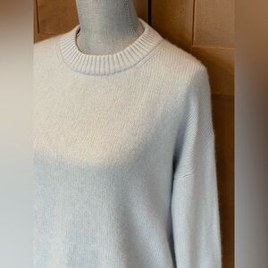 JASON WU 100% Cashmere Soft Ice Blue Crew Neck Boxy Sweater, Size Large